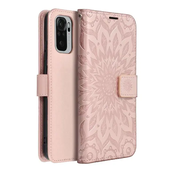 Flipové pouzdro MEZZO Book case pro Xiaomi Redmi Note 10/10S, mandala rose gold