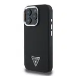 Zadní kryt Guess PU Grained Triangle Logo pro Apple iPhone 16 Pro Max, černá
