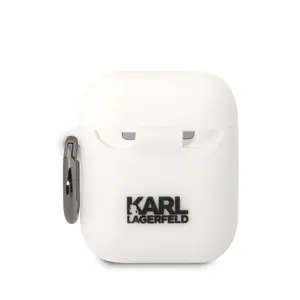 Karl Lagerfeld 3D Logo NFT Choupette Head Silikonové Pouzdro pro Airpods 1/2 White