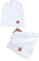 Z&Z Dvouvrstvá žebrovaná čepička + nákrčník, bílá vel.  68/74