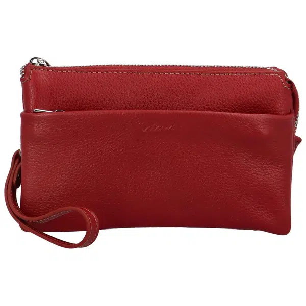 Dámská kožená crossbody kabelka tmavě červená - Katana Isola