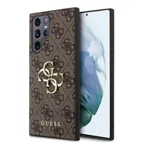 Zadní kryt Guess PU 4G Metal Logo pro Samsung Galaxy S24 Ultra, hnědá