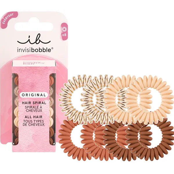 Sada spirálových gumiček Invisibobble Original Cafe au Lait - 8 ks + dárek zdarma