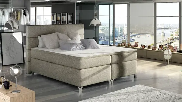 Boxspring Amadeo Rozměr: 160 x 200 cm, látka: Dora 22, Varianta: S LED osvětlení