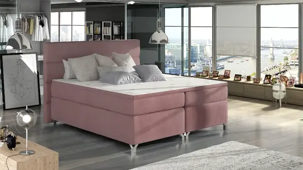 Boxspring Amadeo Rozměr: 180 x 200 cm, látka: MatVelvet 63, Varianta: S LED osvětlení