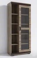 Vitrína P6 Barva korpusu: Wenge, Lišta: Wenge, Barva dvířek: Šedá