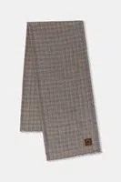 Vlněná šála Weekend Max Mara QUANTUM dámská, hnědá barva, vzorovaná, 2525546045600