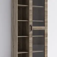 Vitrína P6 Barva korpusu: Trufla, Lišta: Wenge, Barva dvířek: Šedá