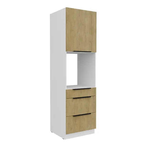 Vysoká skříňka pro vestavnou troubu Cremona 60 DPS-210 3S 1F - Premium Box Barva korpusu: Bílá, Barva dvířek: Dub Cremona