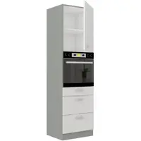 Vysoká skříňka pro vestavnou troubu 60 DPS-210 3S 1F - Premium Box Barva korpusu: Šedá, Barva dvířek: Bílý lesk (Blanka)