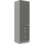 Vysoká potravinová skříňka 60 DKS-210 3S 1F - Premium box Barva korpusu: Šedá, Barva dvířek: Šedý lesk (Šedá)