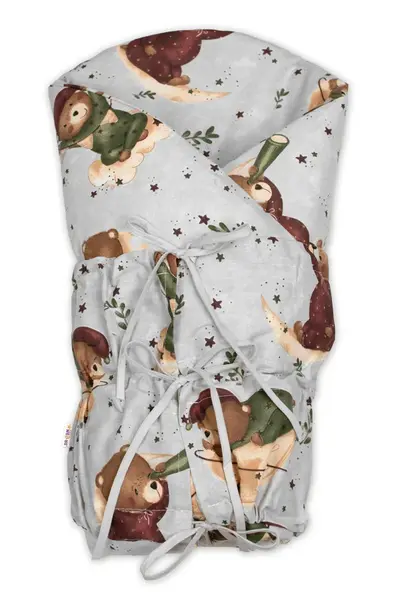 Baby Nellys Klasická retro zavinovačka šněrovací s výplní - Medvídek na měsíčku