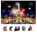 Dřevěné puzzle Noční Paříž 2v1 (75 dílků)