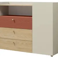 Komoda Yuki 9 Barva korpusu: šedobéžová/ dub olejovaný/ koral