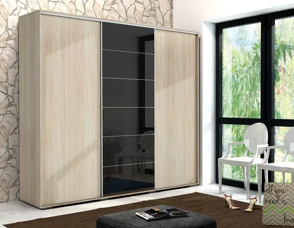 Šatní skříň Ska A28 XL Barva korpusu: Dub - sonoma, Rozměry: 250 cm, Dveře: Dub sonoma