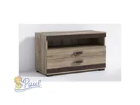 Televizní stolek P16 110cm Barva korpusu: Dub - sonoma, Lišta: Šedá, Barva dvířek: Wenge