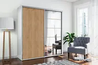 Šatní skříň Ska A21 XL Barva korpusu: Bílá, Rozměry: 150 cm, Dveře: Dub - Craft zlatý