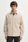 Košilová bunda s příměsí vlny Les Deux Lennon béžová barva, 1000547