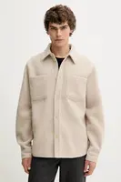 Košilová bunda s příměsí vlny Les Deux Lennon béžová barva, 1000547
