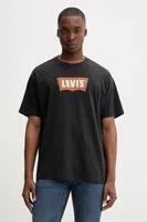 Bavlněné tričko Levi's černá barva, s potiskem, 000RY