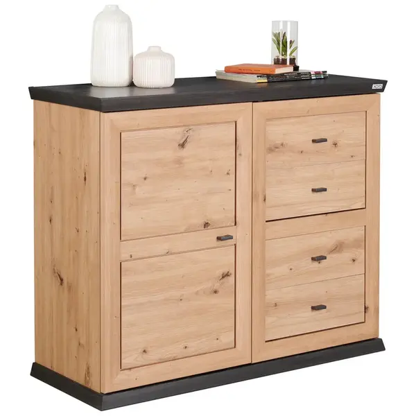 Hom`in KOMODA, barvy dubu, tmavě šedá, 108/89,5/43 cm