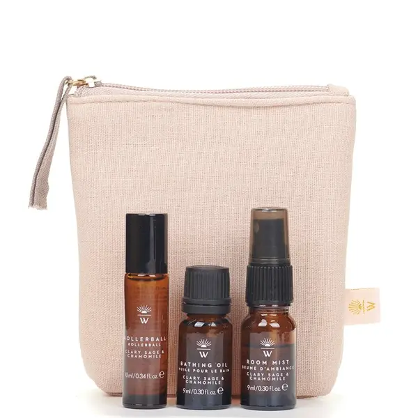 Sada pokojové mlhy, roll-on a koupelového oleje Wanderflower Rest and Restore Aromatherapy 3-pack
