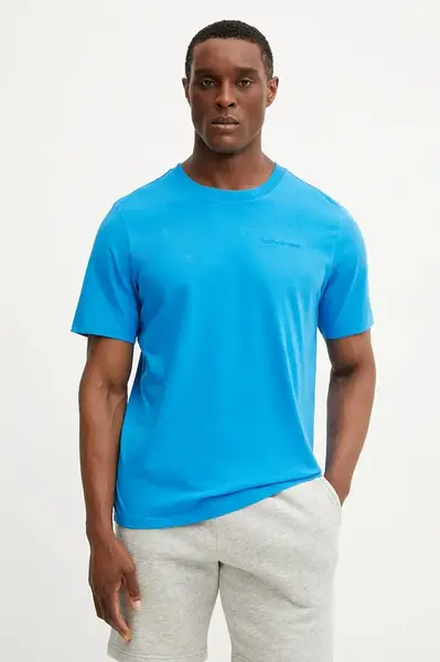 Bavlněné tričko Peak Performance modrá barva