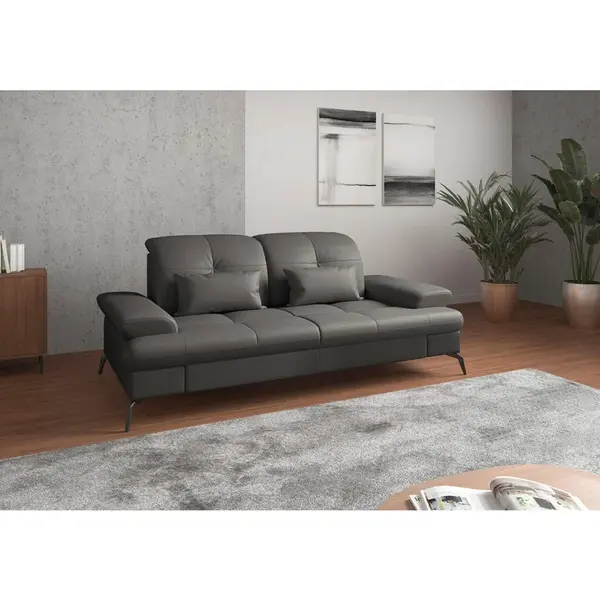 Sit & More TŘÍMÍSTNÁ POHOVKA, antracitová, kombinace pravá kůže/látka