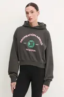 Bavlněná mikina P.E Nation Cresent dámská, šedá barva, s kapucí, s potiskem, 244H382