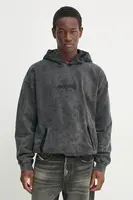 Bavlněná mikina Diesel pánská, šedá barva, s kapucí, vzorovaná, A16321.0BMBK