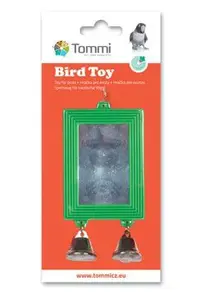 Hračka pro exoty zrcátko se 2 zvonečky 12cm nové