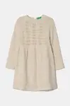 Dětské šaty s příměsí vlny United Colors of Benetton béžová barva, mini, 1055GV001