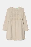 Dětské šaty s příměsí vlny United Colors of Benetton béžová barva, mini, 1055GV001