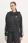 Mikina adidas Essentials dámská, černá barva, s kapucí, s aplikací, JE0052