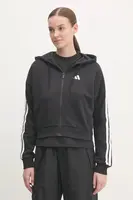 Mikina adidas Essentials dámská, černá barva, s kapucí, s aplikací, JE0052