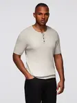 Ombre Men's knitted t-shirt with buttons at the neckline - light grey