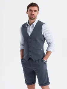 Ombre Men's elegant set suit vest + shorts