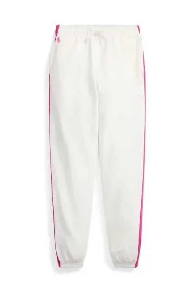 Dětské tepláky Polo Ralph Lauren bílá barva, hladké, 313957361001