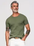 Ombre Men's knitted t-shirt with fine texture - olive