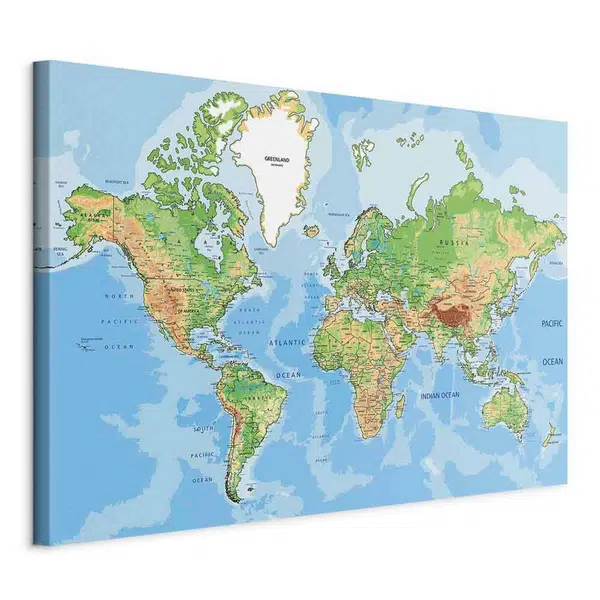 artgeist MALBA NA PLÁTNĚ, mapa světa, 90/60/1,2 cm