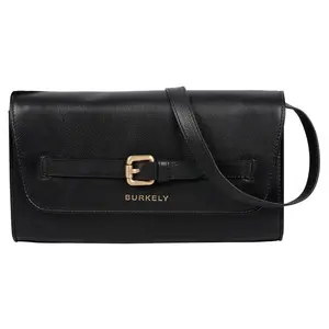 Dámska crossbody kožená kabelka Burkely Clutch- čierna