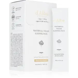 d'Alba Waterfull Vegan Sleeping Pack uklidňující hydratační maska na noc 4x12 ml