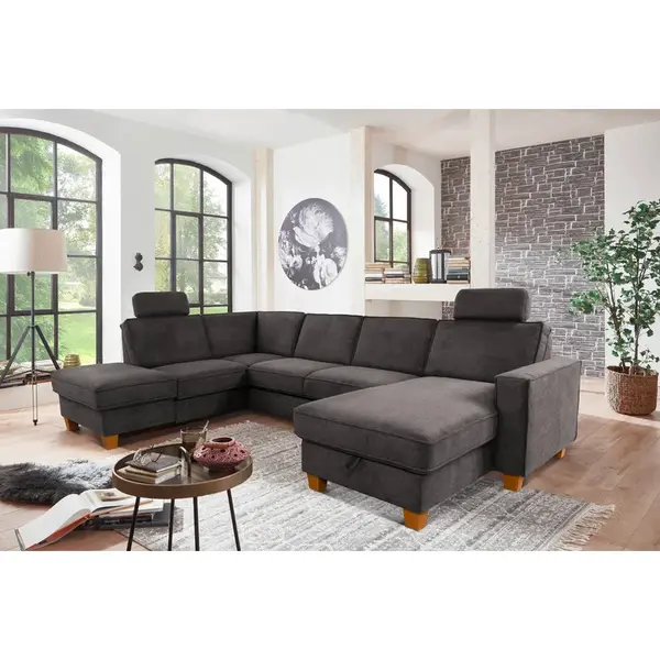 Sit & More SEDACÍ SOUPRAVA, textil, tmavě šedá