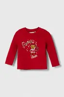 Dětské tričko s dlouhým rukávem Guess červená barva
