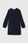 Dětské šaty s příměsí vlny United Colors of Benetton tmavomodrá barva, mini