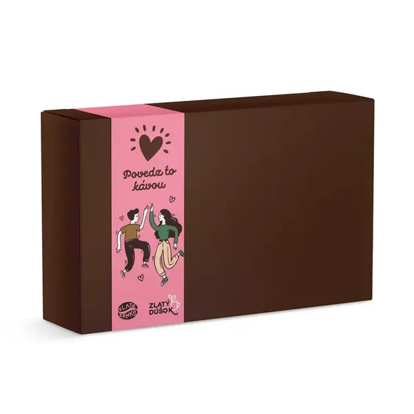 Luxusná darčeková krabička na kávu, sypaný čaj a tyčinku Ružový pás - ♥︎ povedz to kávou