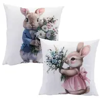 Sada 2 ks povlaků na polštářky ROZTOMILÍ ZAJÍČCI 40 x 40 cm