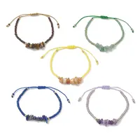 Natural Mixed Gemstone Chip & Glass Seed Beads Braided Bead Bracelets for Women