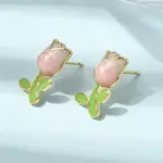 Flower Brass Stud Earrings