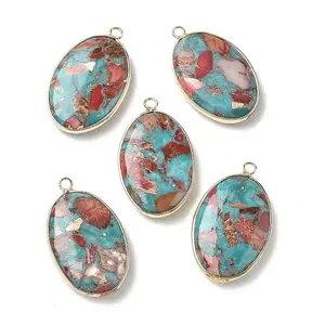 Dyed Synthetic Imperial Jasper Pendants
